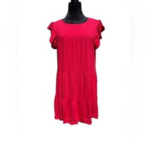 Altard State Red Ruffle Sleeve Tiered Mini Dress Medium Feminine Babydoll Y2K